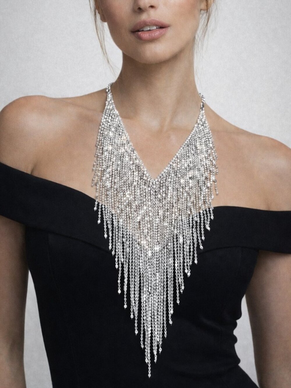 Glamorous Necklace. Statement. Sparkly!✨ Silver tone. Natasha. New. - Picture 16 of 16